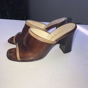 Brown Leather Prada Mules